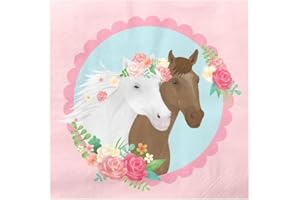 PD-Party: Pferde Servietten 16 Stück - Party Deko für Geburtstage und Parties - Perfekt für jeden Kindergeburtstag - Liebevolle Pferde Geburtstag Deko für Jungen & Mädchen - Geburtstag - 16x16 cm