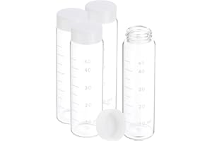 PATIKIL 4pcs 50ml Small Clear Glass Vials with White Screw Cap, Borosilicate Glass Graduated Sample Bottles for Solid Liquid Powder Storage