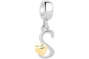 XWN Ciondolo lettere A-Z per bracciale, argento 925, compatibile con Pandora e braccialetti/collane europei, per donne/ragazze X237.