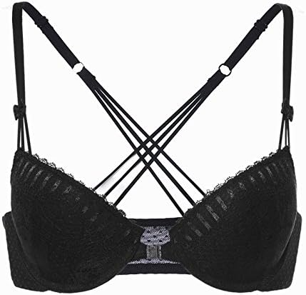 ZHFC-Ladies underwear lace bra beauty sexy summer gather front buckle small chest thin cross belt bra black 38/85B bra single product