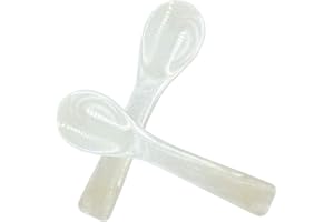 HRASY Lot de 2 cuillères à caviar faites à la main en nacre MOP cuillère à caviar W poignée ronde 3,7 pouces, blanc