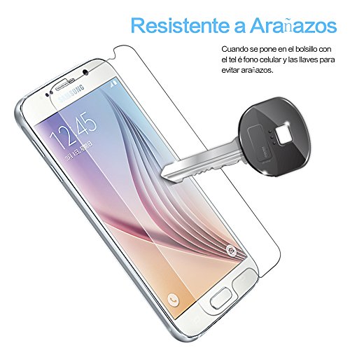  2-Pack  Samsung Galaxy S6 Cristal Templado Protector de Pantalla  Nazzamo Samsung Galaxy S6 Templado Vidrio Protector de Pantalla  9H Dureza   Ultra-trasparente   Sin Burbujas   Resistente a Ara  azos  Protector Cristal Vidrio Templado para Samsung Galaxy S6