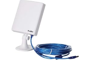 Clé WiFi Dongle Antenne USB Adaptateur,KuWFi Adaptateur réseau WiFi extérieur à Longue portée antenne à Gain élevé Antenne 14dBi Câble Adaptateur USB Windows XP/7/8/10 Mac OS avec Câble d'extension