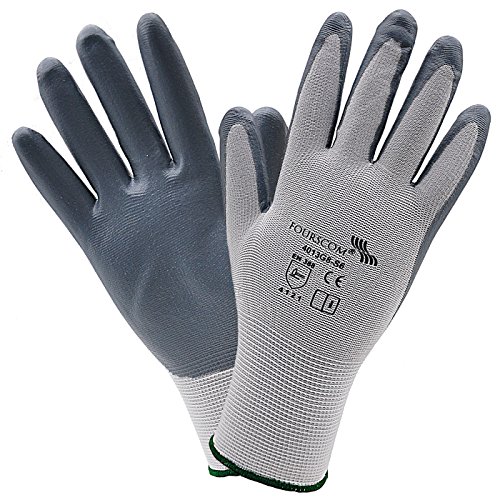 6 Paar FOURSCOM Arbeitshandschuhe Nylonhandschuhe Gr.7-12 EN388/4121 Größe 9
