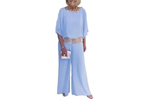 SUNCADMIOUS Conjunto de Pantalones de Dos Piezas de Gasa para Mujer 3/4 de Lentejuelas Manga de murciélago Elegante pantalón Trajes Formales Fiesta de Noche