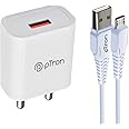 pTron Volta 12W Single Port USB Fast Charger, BIS Certified, Made in India Wall Charger Adapter, Universal Compatibility (1 m Micro USB Cable Included, White)
