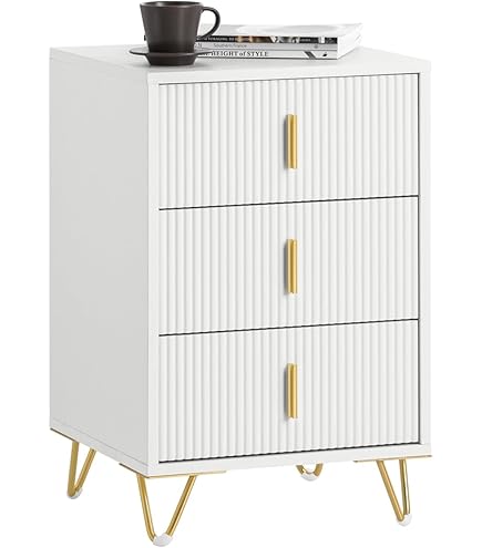 HOMCOM Nachttisch Nachttisch Mit 2 Schubladen Griffen, Stahlbeine Für Schlafzimmer Wohnzimmer 40 X 35 X 50 Cm Weiss~1se2998khro01