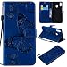 Produktbild JINXIUCASE Handyhülle Fall, Huawei Y9 2019 Hülle, Schmetterlingsblume Blumenmuster PU Leder Geldbörse Tasche mit Trageschlaufe für Huawei Y9 2019 / Enjoy 9 Plus (Farbe : Blau)