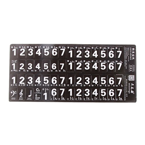Preisvergleich Produktbild MagiDeal Transparente Kunststoffaufkleber für schwarze und weiße Klavier- und Keyboardtasten mit Notenmotiven, Set für 61 Tasten