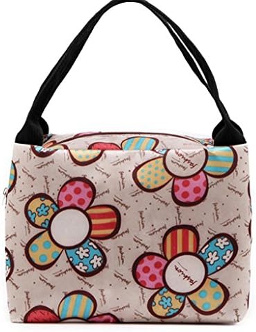 Malloom Portable Flower Lunch Box Fashion Carry Tote Bag Travel Picnic Storage Bag