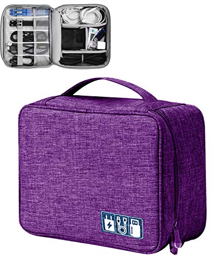 Hcfgs Travel Cable Organiser Bag, Electronics Accessories Organizer Bag, Universal Carry Travel Gadget Bag for Cables, Power Bank,USB Drive, Charger Hard Disk (Purple)
