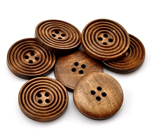 Leisial 50 Stück Holz Knöpfe Kleidung Deko DIY Basteln Nähen - 3