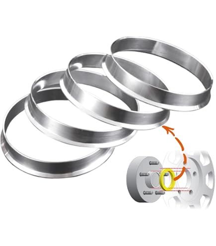 4 Stuks Aluminium Centreerringen – 57,1 Mm Binnen Ø Naar 66,6 Mm Buiten Ø – Voor Auto Wielnaven – Zilver – Trillingsvrij & Stabiel Rijden