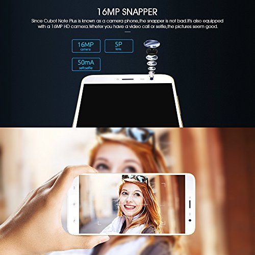 CUBOT Note Plus Smartphone 4G LTE Ohne Vertrag mit Fingerabdruck-Sensor, 5.2-Zoll-IPS-Bildschirm, Dual RÃ¼ckkamera, Dual SIM Standby, Android 7.0, 3GB RAM + 32 GB ROM, Bluetooth, GPS, WiFi(Golden)
