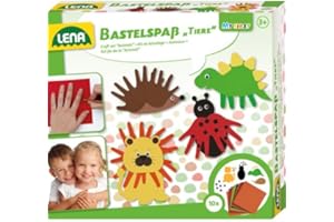 LENA - Animali Divertenti da Costruire, Set per la Realizzazione di Animali, la Mano del Bambino Funge da sagoma per i Vari componenti dello Stampo
