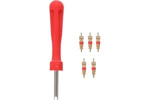 LIOOBO Ventileinsatzentferner mit 5 Ventileinsätzen für Auto Fahrrad Auto LKW Ersatzreifen Reifenventil Reparaturwerkzeug