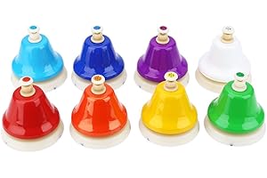 DILWE Zestaw dzwonków ręcznych, 8 wskazówek, kolorowe dzwonki do nauki muzycznej, instrumenty perkusyjne, zabawki, prezenty dla dzieci, dzwonek do ćwiczeń dla psów i kotów