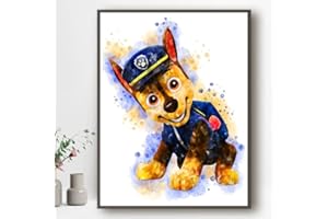 Ma Little Canv Affiche décoratifs pour chambre d'enfant fille ou garcon - Pat Patrouille - Paw Patrol | Sans Cadres 30x40cm (Chase)