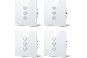 LoraTap 4x Interrupteur Volet Roulant Connecté, Ouverture Réglable, Commutateur Rideau Stores WiFi, Compatible avec Alexa Google Home pour Commande Vocale, Minuterie Intelligent Moteur Mural