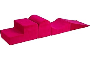MEOWBABY Aire De Jeux en Mousse pour Enfants - 4 Élément Blocs d'escalade, Velvet, Magenta