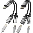 Azonee for Iphone Headphone Adapter(2 in 1) Dual Lightning Jack Adaptador Audio Charger Connector Music Charging Converter AUX Dongle Splitter for Phone 13 12 11 Pro Max Mini XS SE 7 X 8plus, 2PCS