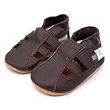 Dotty Fish Leder Baby Sandalen – rutschfest Wildledersohle – chromfrei weiche Lederschuhe – Baby Jungen und Mädchen – braun - 4