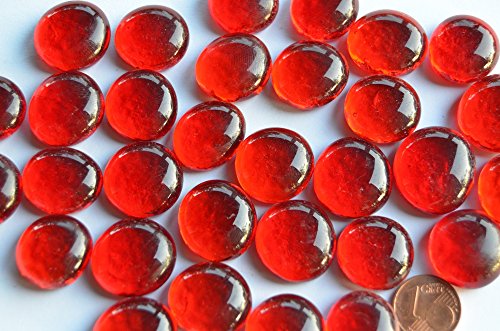30 St. Deko Mosaiksteine Glasnuggets transp. 17-20mm rot ca 130g