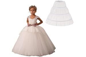 BEAUTYBIGBANG Girls' 3 Hoops Petticoat Full Slip Flower Girl Crinoline Skirt