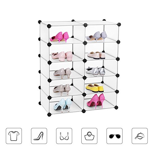 Songmics 5 Ebenen Schuhregal Schuhschrank Schuhablage Schuhständer Regalsystem Weiß 90 x 76 x 37 cm LPC20W - 5