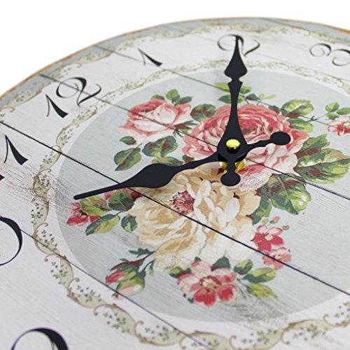 Vintage Wanduhr Holz Analoge Küchenuhr in Ausgefallene Landhaus-Stil für Wohnzimmer, Küche- oder Esszimmer - 2