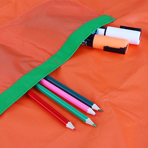 UEETEK Kinder wasserdichte Kunsthandwerk Kittel Schürze für DIY Malerei Gemälde Zeichnung mit Sleevelet(Orange) - 6