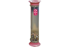 Glasdon C-Thru 15 L Battery Recycling Tube (4 Colours) – Transparent Recycling Bin for Batteries – 15 L Battery Disposal Collection Tube (Magenta (Funnel Lid) with Graphic)