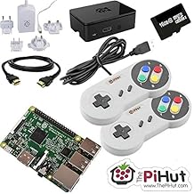 Raspberry Pi 3 16GB Retro Gaming Bundle with 2 SNES Style Controllers by The Pi Hut