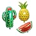 Produktbild OULII 3 Stücke Früchte Ballons Aluminiumfolie Mylar Helium Ballon für Geburtstagsfeier Baby Shower Party Hawaiian Beach Party Favors Lieferungen (Wassermelone Ananas Kaktus)