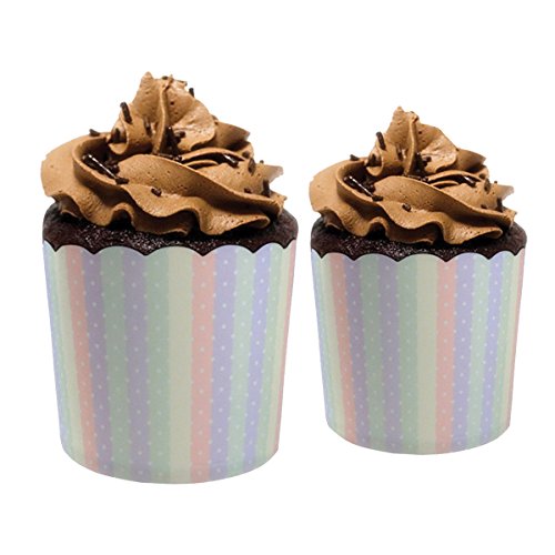 Fletion 100 Stück Bunte Cupcake Wrappers Hohe Temperatur Backen Tassen Fest Papier Muffin Cup Cupcake Papierbecher für Hochzeit Geburtstag Party DIY Cake Decoration - 2