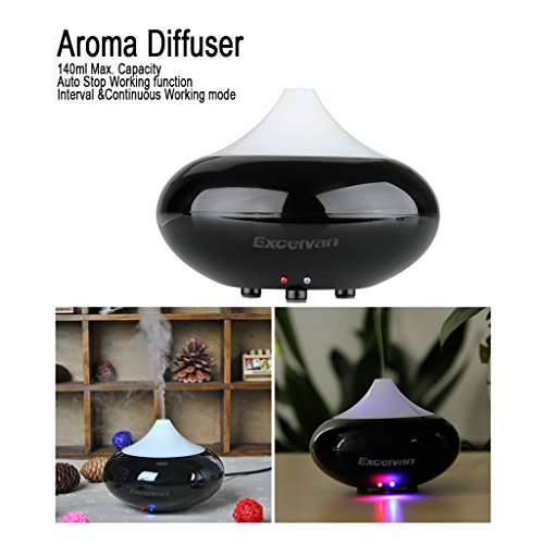 Luftbefeuchter LED Aromatherapie Essential Oil Diffuser Tragbar Überschall Aroma Diffuser Luftbefeuchter Raumbefeuchter mit 7 Farbenwechsel 140ML Schwarz für für Yoga - 3
