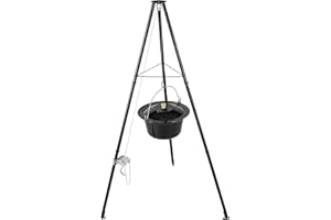 TLSUNNY Bouilloire à Goulache Hongroise d'origine 10 L, Ensemble de Marmite à Goulache, Marmite à Goulache en Émail, Marmite à Soupe avec Couvercle, Trépied Télescopique avec Pointes au Sol