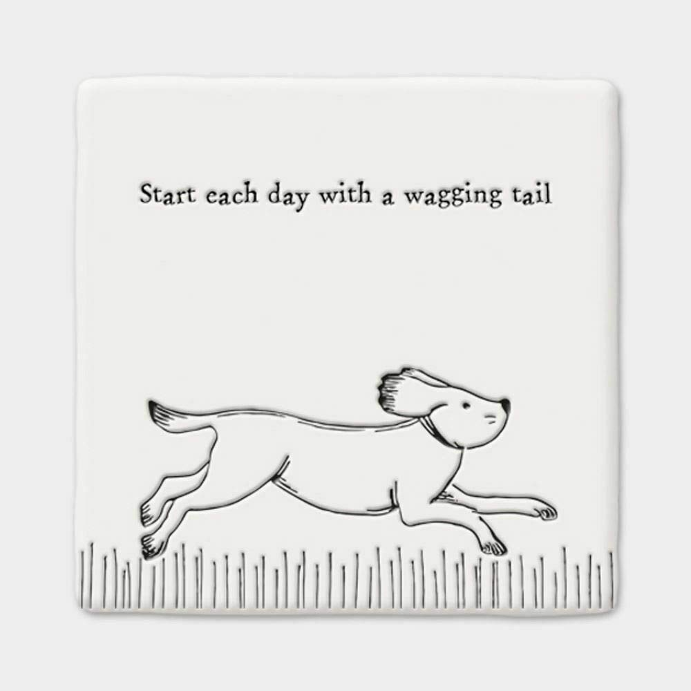 East of India: Porcelain Coaster - A Wagging Tail