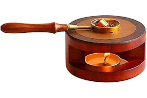 DIYARTS Kits de Calentador de Sello de lacre - Kit de Calentador de Cera con Mango de Madera y Cuchara de Fusión, Kit de sello de cera para Derretir para Sellar y Decorar Cartas Invitaciones