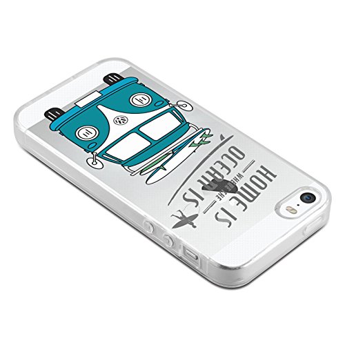 JAMMYLIZARD   Carcasa Para   iPhone 5 5s y iPhone SE   Transparente De Silicona Sketch Back Cover  VW SURF VAN