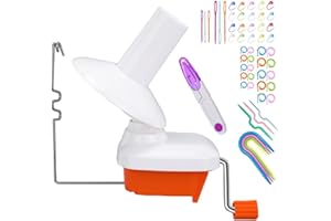 RRIGO Enrouleur de pelote de fil pratique orange pour fil, bobine de fil et enrouleur de pelote avec installation facile pour le rangement du fil + 53 aiguilles à tricoter + 1 paire de ciseaux
