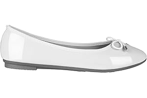 KRISP® Women Ladies Bow Toe Plain Patent Flat Ballerina Ballet Pumps Dolly Shoes Size