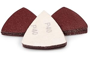 SPEEDWOX 30 Pcs Hook and Loop Triangle Sandpaper 40 Grit 80mm 3-1/8 Inches for Oscillating Multi Tool Detail Sander Sanding Discs Triangle Sanding Pads