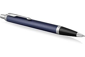 Parker IM Penna a Sfera | Punta Media e Ricarica di Inchiostro Blu | Matte Blue Chrome Trim