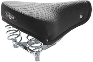 SELLE MONTEGRAPPA Cucuba® Selle De Vélo Vintage Montegrappa Original Produit Artisanal Italien Fait À La Main en Cuir Synthétique avec Deux Ressorts Modèle Export 1750 (Couleur: Noir)
