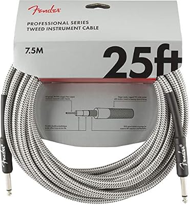 Fender Professional Series - Cable pour Instrument - 7.5m - Droit/Droit - Blanc Tweed
