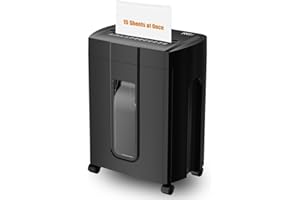 RRT CREATE KRT Destructeur de Documents,Silencieux 45 DB,Autonomie 45 Min,15 Feuilles,Coupe Croisée Sécurité P-4,Bac Extractible 18 L,Anti-Bourrage,avec roulettes,pour Bureau et Domicile,Noir