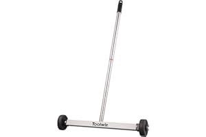 Toolwiz Magnetic Pick Up Sweeper 43.2cm/17-inch Heavy Duty Magnet Pickup Lawn Sweeper Roofing Tools, 4KG/8.8 Lbs Yard Tools with Telescoping Holder and Wheels to Clean Nails for Construction