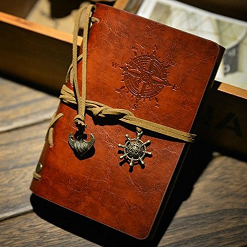 Tinksky Vintage Notizbuch klassische PU Leder Cover Journal Notebook Retro Spirale Ringbuch Tagebuch - 8