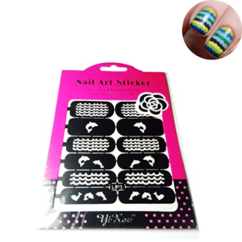 Goldenssy 1x Template Model Sticker Decal Pierced for Nail Art Stamping Prints Pattern Honda Dolphin